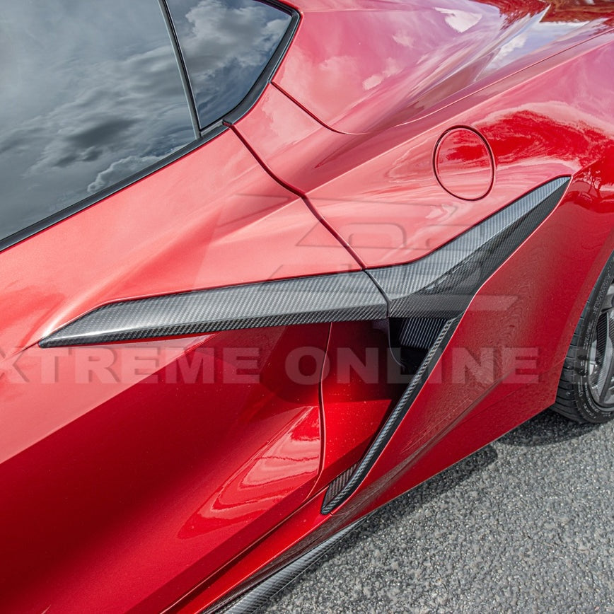 Carbon Fiber Side Fender Vent Door Garnish for C8 Corvette Z06 and