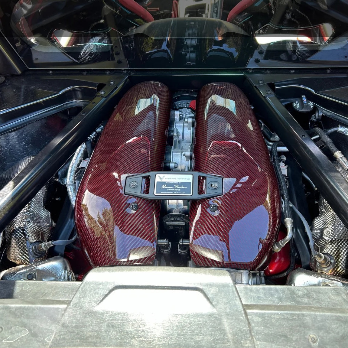 Red Engine Intake Carbon Fiber LT6 Engine Intake Manifold Covers For C8 Corvette Z06 ...