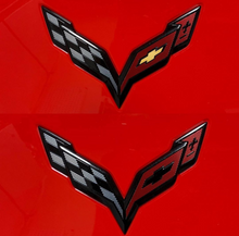 Load image into Gallery viewer, Blackout Bow Tie Vinyls For The C7 Corvette Emblem
